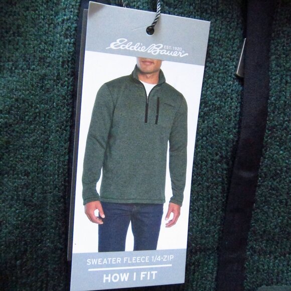 NWT- Mens Eddie Bauer Green Sweater Fleece 1/4 Zip Pullover Size 2XL - Picture 6 of 9